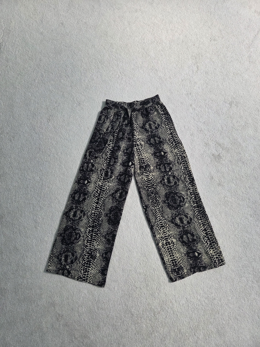 QED London Black & Cream Animal Print Pants